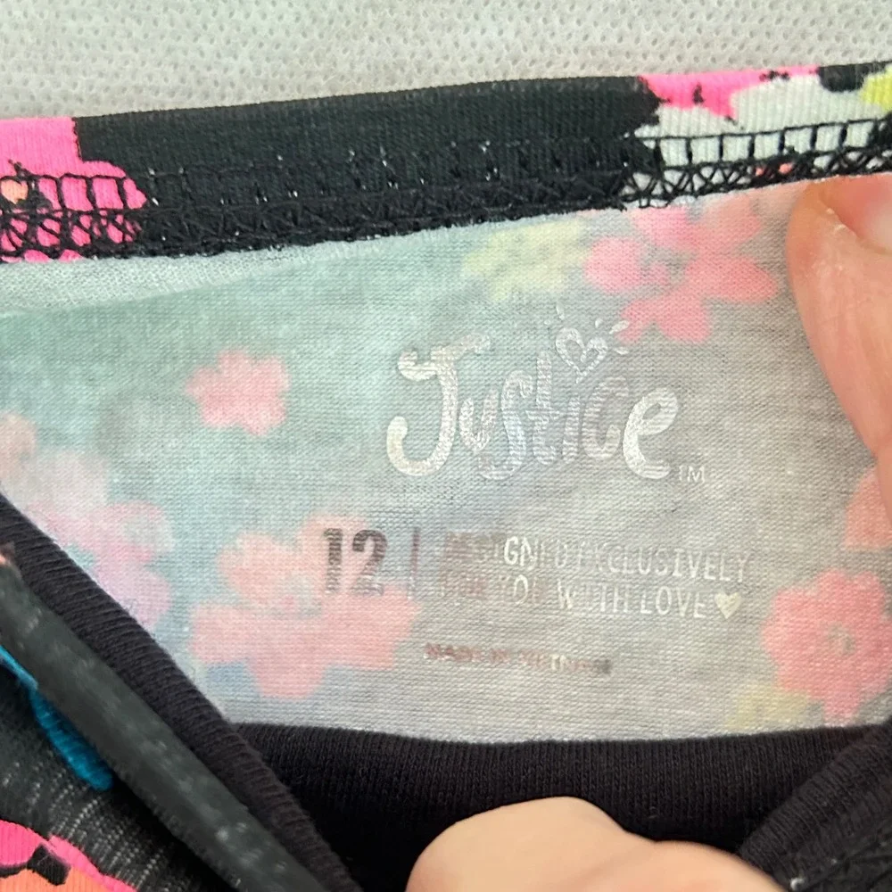 Justice Girls 3pc Bundle Pink Soccer‎ Tank Grey Graphic Tank Floral Tube Top 12